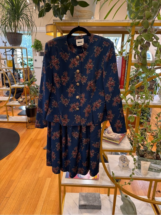 Leslie Fay Dresses & Skirts - Vintage, Leslie Fay Navy Floral Button-Front Dress Jacket with Gold-Tone Buttons